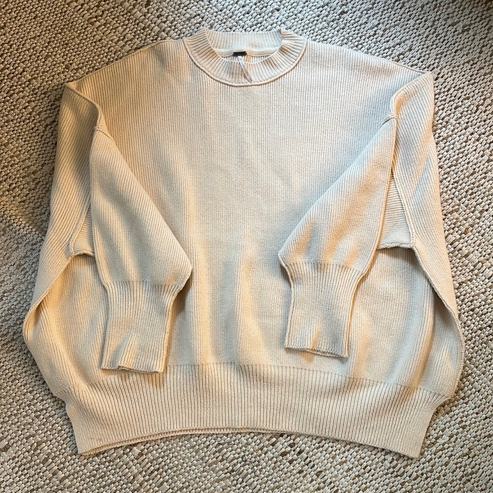 Free People Cream Over-Sized Sweater - Size M